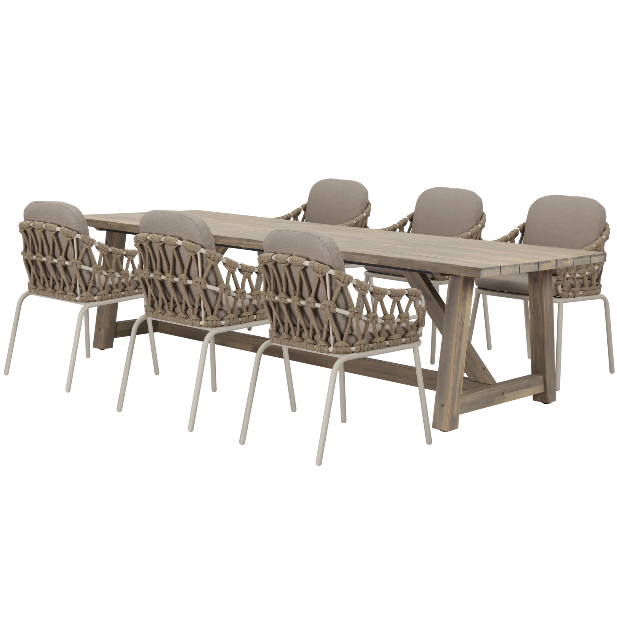 AVH-Collectie Matera Ravello dining tuinset 250x100xH76 cm 7 delig zand rope