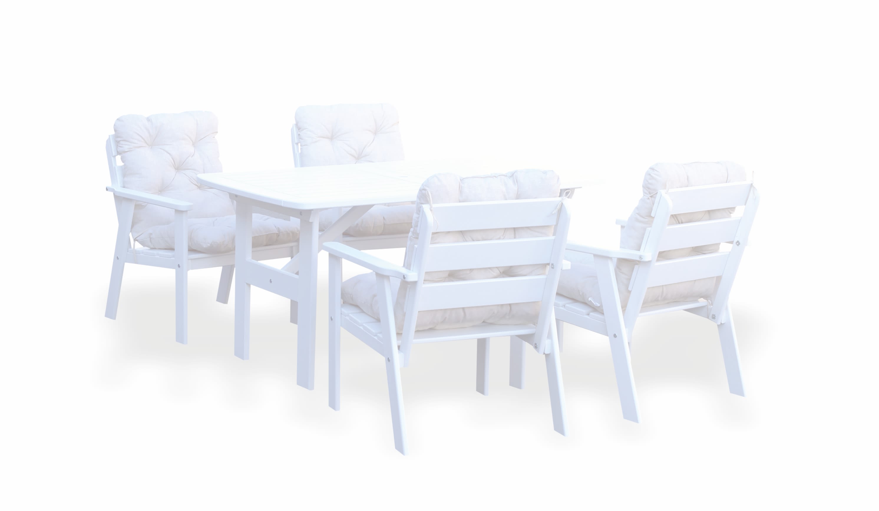 House of Woods Set van 4 tuinstoelen + tuintafel Venta met kussens | 