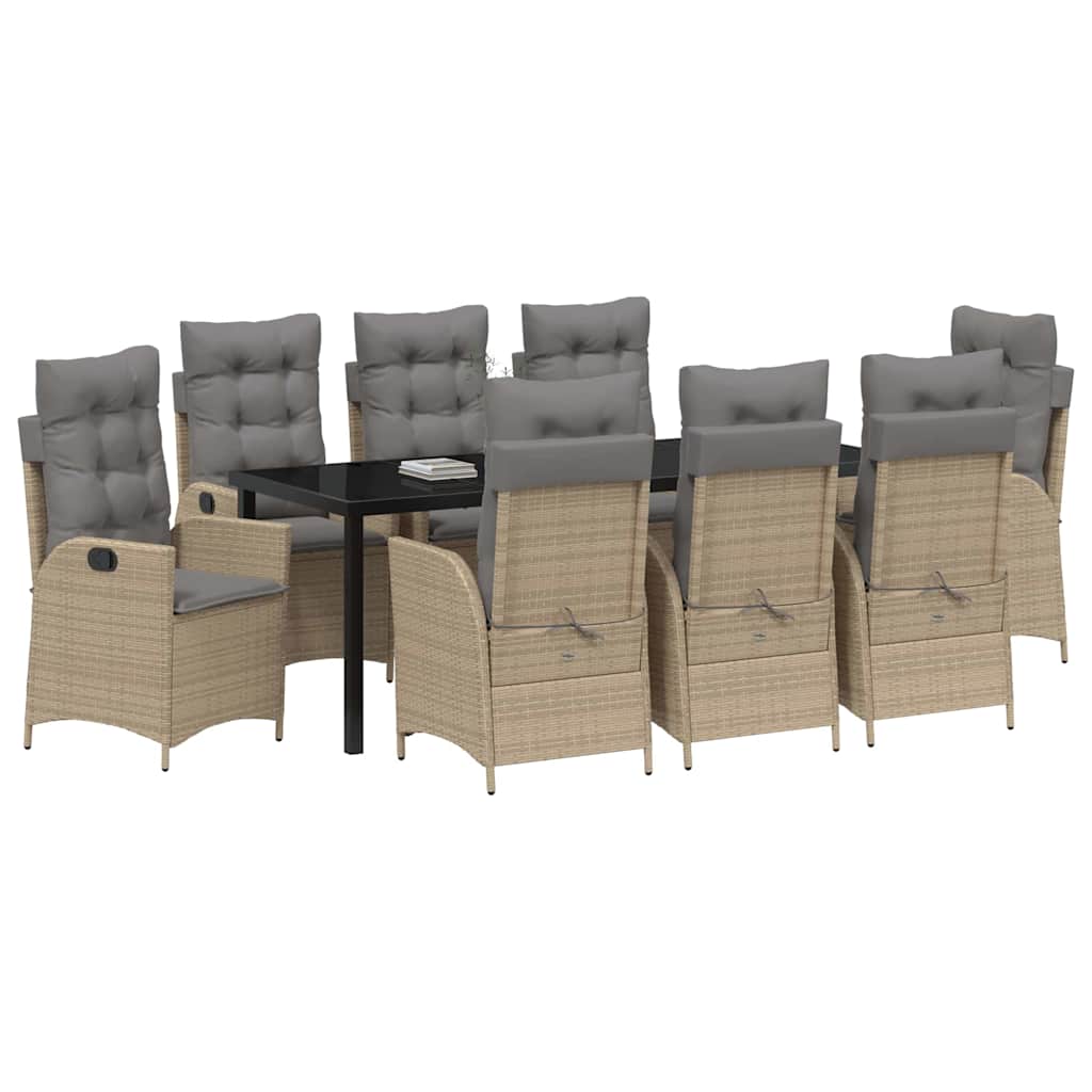 vidaXL Tuin Eetset 9 pcs Beige poly rattan
