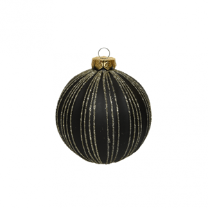 Decoris Kerstbal glas 3ass light gold veins black antique  - 