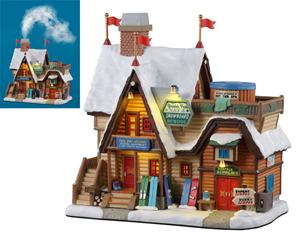 Lemax Yonder peak ski & snowboard school (smoking) with 4.5v adaptor Kersthuisje  - 