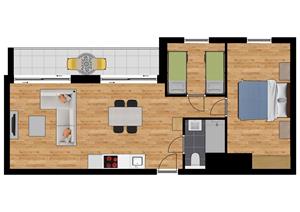Holidaysuites.nl Comfort suite 4p balkon 2 slaapkamers 1 dubbel bed - 2 enkele bedden - België - Belgische kust - Zeebrugge
