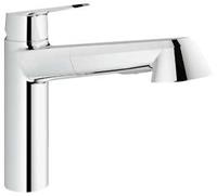 GROHE EH-SPT-Batterie Eurodisc C 32257flacher Auslauf Spülbrause auszb. chrom