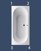 Villeroy & Boch Oberon bad 190x90cm quaryl rechthoekig met poten wit ubq199obe2v-01