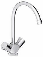 Grohe Costa L, Keukenmengkraan, tweegreeps, met kettingoog, 282mm hoogte, 182mm voorsprong uitloop hoog, draaibaar, chroom