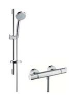 hansgrohe Duschsystem »Croma 100«, Höhe 66.8 cm, 4 Strahlart(en), Aufputz Vario EcoSmart 9 l/min m. Ecostat Comfort Thermostat