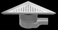 Easy Drain Aqua Delta vloerput driehoekig met ABS afwerkdeel/RVS rooster en zijuitlaat 22x22cm waterslot 50 tot 25mm aquademsi6