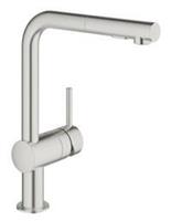 GROHE EH-Spültischbatterie Minta 30274 L-Auslauf auszb. Spülbrause supersteel