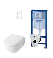 Villeroy & Boch Subway 2.0 DirectFlush softclose toiletset met Grohe reservoir en bedieningsplaat wit 0720003/0729205/0124060/ga26028/
