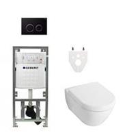 Villeroy & Boch Villeroy Boch Subway 2.0 DirectFlush Toiletset - geberit reservoir - softclose - bedieningsplaat sigma20 - zwart 0701131/0124060/ga26028/sw53746/