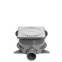 Easydrain Aqua Brilliant vloerput 15x15 cm zijuitlaat + onderuitlaat, rvs geborsteld