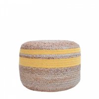 MAXTRENDY Poef Jute - Natrel/Geel - 50 cm
