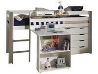 Vipack halfhoogslaper Pino met bureau en ladekast - wit - 114x105,4x209,4 cm