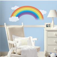 Wandsticker Regenbogen mit Wolken, 4-tlg. mehrfarbig