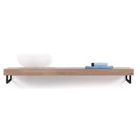 Looox Wooden Collection wastafelblad eiken 140 cm solo base shelf - mat zwarte beugels