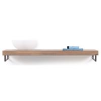 Looox Wood Collection wastafelblad eiken 140 cm solo base shelf - RVS beugels