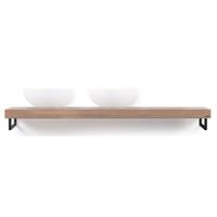 Looox Wood Collection wastafelblad eiken 160 cm solo base shelf - mat zwarte beugels