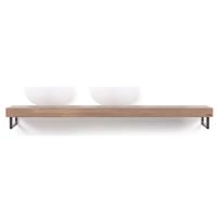 Looox Wood Collection wastafelblad eiken 160 cm solo base shelf - RVS beugels