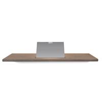 Looox Wooden Bath Shelf badplank massief eiken 78 cm met geborsteld RVS tablethouder