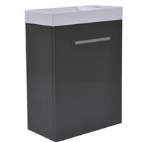 Wiesbaden Fonteinkast Vision met Mineraalmarmer Fontein 40cm Hoogglans Grijs