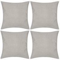 Kussenhoezen linnen look 50 x 50 cm beige 4 stuks