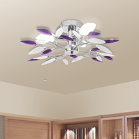 vidaXL Deckenleuchte Weiße & Lila Acrylglas-Blätter 3 × E14-Lampen Mehrfarbig