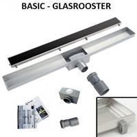 Wiesbaden RVS Douchegoot BASIC met uitneembaar sifon GLAS ROOSTER (alle maten)