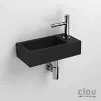 Clou Flush 3 toiletfontein met kraangat rechts mat zwart keramiek