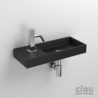 Clou Mini Wash Me fontein 45cm met kraangat - links - mat zwart keramiek