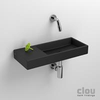 Clou Mini Wash Me fontein 45cm zonder kraangat - links - mat zwart keramiek