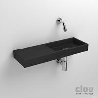 Clou Mini Wash Me fontein 56cm, zonder kraangat - links - mat zwart keramiek