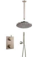 Mueller Round inbouw regendouche met plafond arm en hoofddouche 20cm RVS look