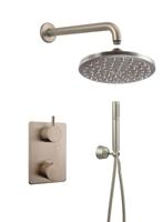 Mueller Round inbouw regendouche met wand arm en hoofddouche 20cm RVS look