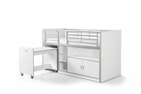 Maxbedden halfhoogslaper Bonny met bureau - wit - 121x96x207