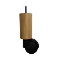 Meubelpootjes Ronde houten meubelpoot 16 cm met wiel (M8)