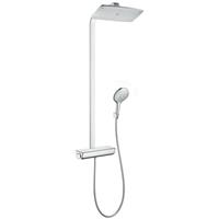 Hansgrohe Raindance E Showerpipe 260 1jet (27112000) - Höhenverstellbares Regenduschen-Set mit Thermostat, Glasablage & Kopf- & Handbrause,