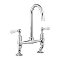 Crosswater Belgravia keukenkraan 2 gats witte grepen chroom BL710DC_LV
