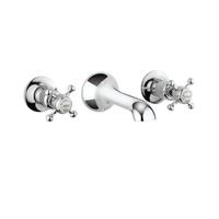 Crosswater Belgravia Wastafelkraan - inbouw - 3 gats - kruisgreep - 14.1cm uitloop - chroom BL131WNC