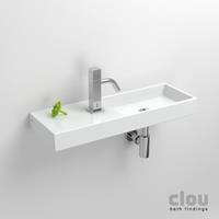 Douche Concurrent Fontein Clou Mini Wash Me Rechthoek 56x19x6cm Keramiek Wit 1 Kraangat Links
