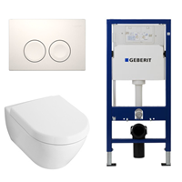 Villeroy & Boch Subway 2.0 toiletset met luxe zitting, UP100 reservoir en Delta 25 Wit Knop 0124005/SW730486/0701174/0124060/
