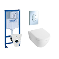 Villeroy & Boch Subway 2.0 toiletset met inbouwreservoir, softclose en quick release closetzitting en bedieningsplaat chroom