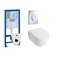 Villeroy & Boch Subway 2.0 toiletset met inbouwreservoir, softclose en quick release closetzitting en bedieningsplaat chroom 0729120/0124005/0729205/0124060/