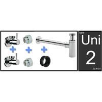 Saniville Uni-2 luxe fontein/wastafel aansluitset + sifon chroom