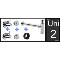 Wiesbaden Saniville Uni-2 luxe fontein/wastafel aansluitset + sifon chroom
