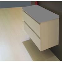 Wiesbaden Badkamermeubel Onderkast Luxa Hangend 100x50x35cm MDF Hoogglans Wit Softclose Greeploos