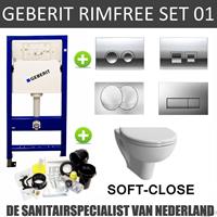 Geberit UP100 Randloos Toiletset set01 Boss & Wessing Design met Delta drukplaat