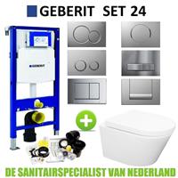 Geberit UP320 Toiletset 36 Aqua Splash Vesta Rimless Met Sigma Drukplaat - Standaard Sigma 01 - Wit - 115770115