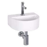 Douche Concurrent Fonteinset Differnz Demi Halfrond 30x25.5x11.5 Keramiek Wit Chroom Toiletkraan Sifon Plug