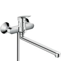 Hansgrohe Logis badkraan m. omstel m. koppelingen m. extra lange uitloop 30cm HOH=15cm chroom 71402000