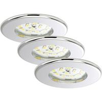 Briloner Set van 3 LED inbouwspots Nikas IP44 chroom